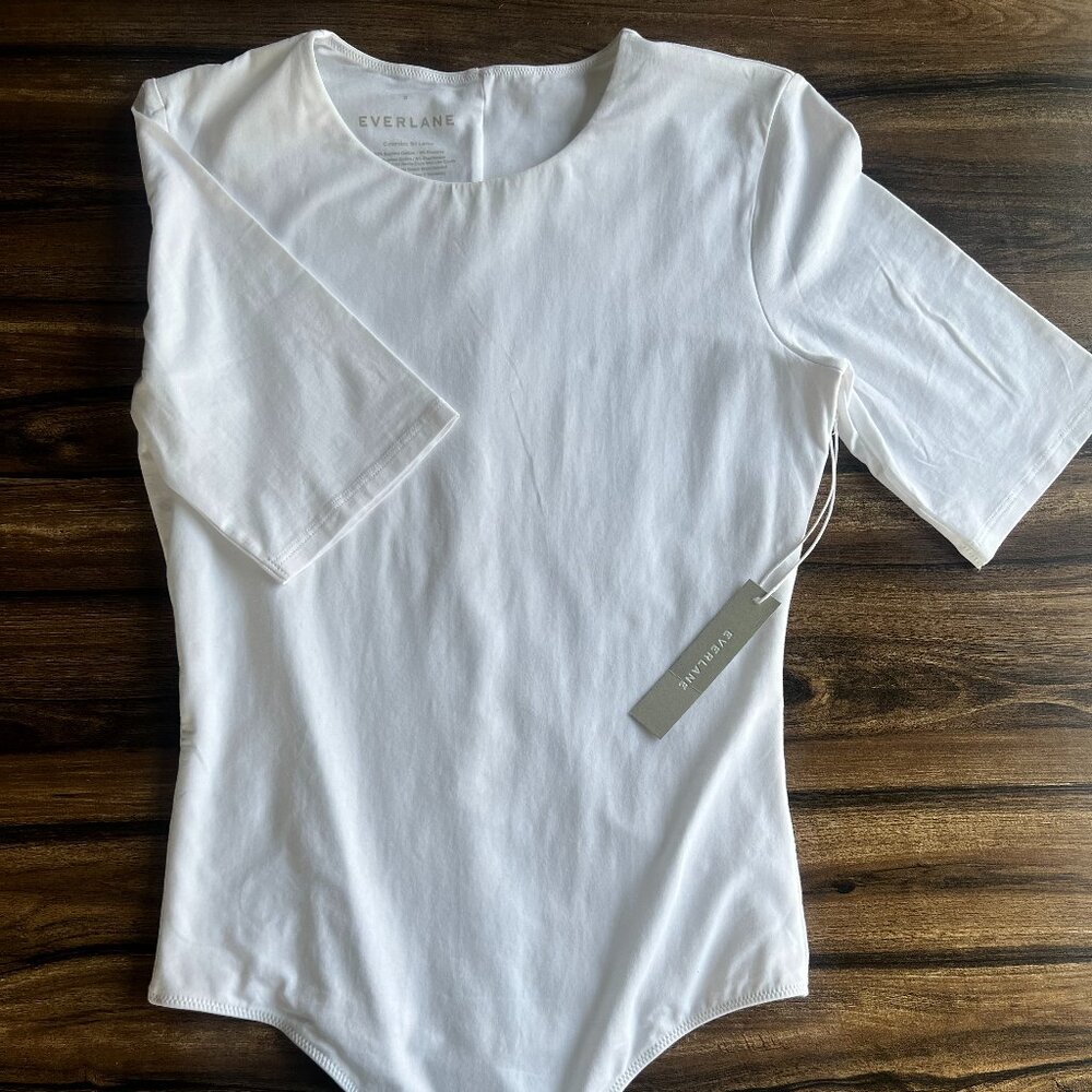 Everlane White Short Sleeve Bodysuit NWT
